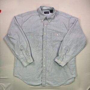 Lands’ End Blue Stripe Button Down Shirt XL